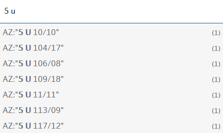 Vorschlagsliste für Aktenzeichen