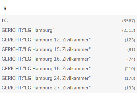 Vorschlagsliste für Gerichte