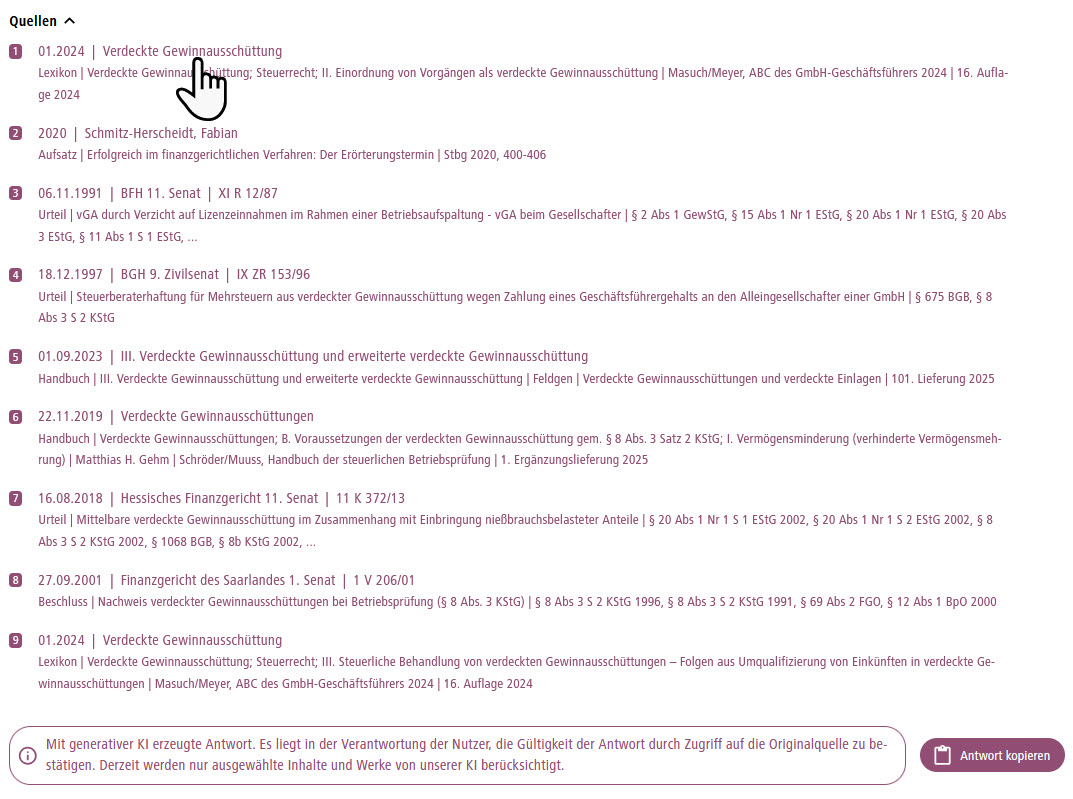 Überprüfung KI-Antwort